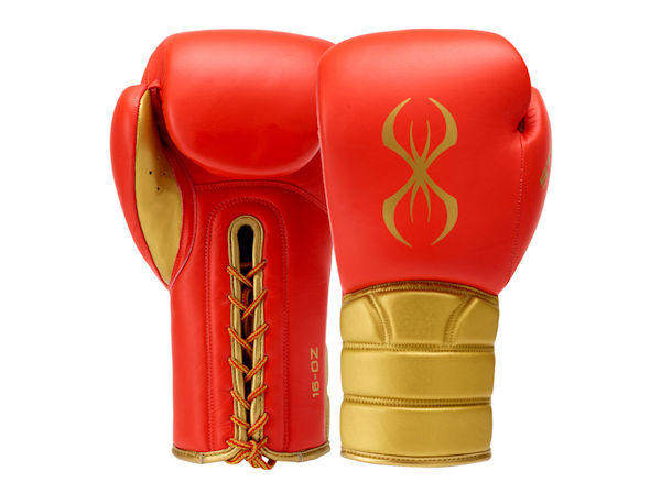 Sting Boxing Viper X Leather Sparring Gloves Red Gold Laces